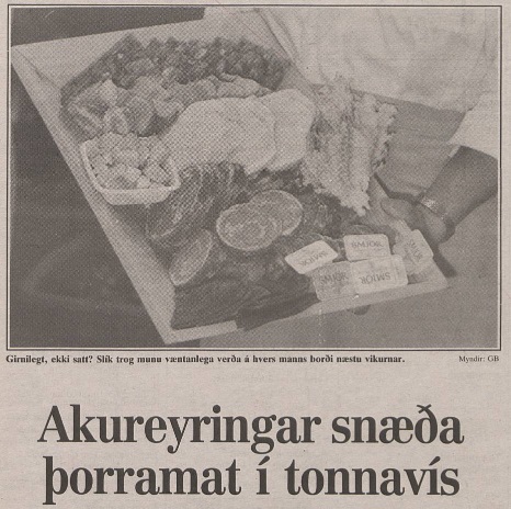 Mynd úr dagblaðinu Dagur og sýnir þorramat!
