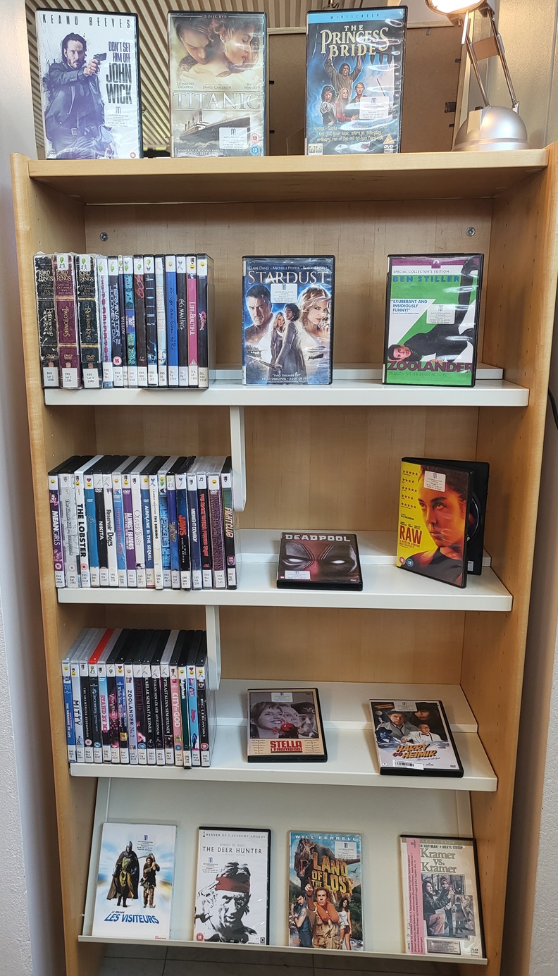 Shelves with a lot of DVDs