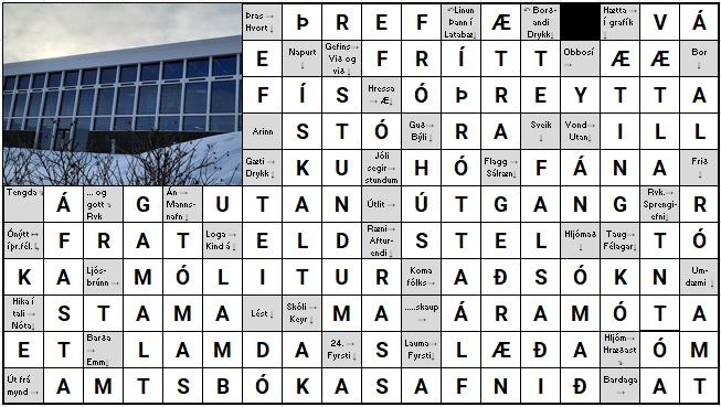 Krossgáta með lausn (útfyllt)