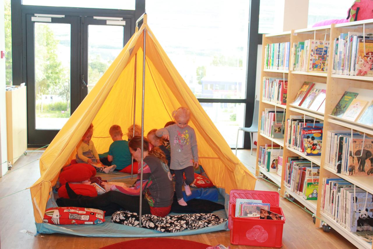 Tent inside a library