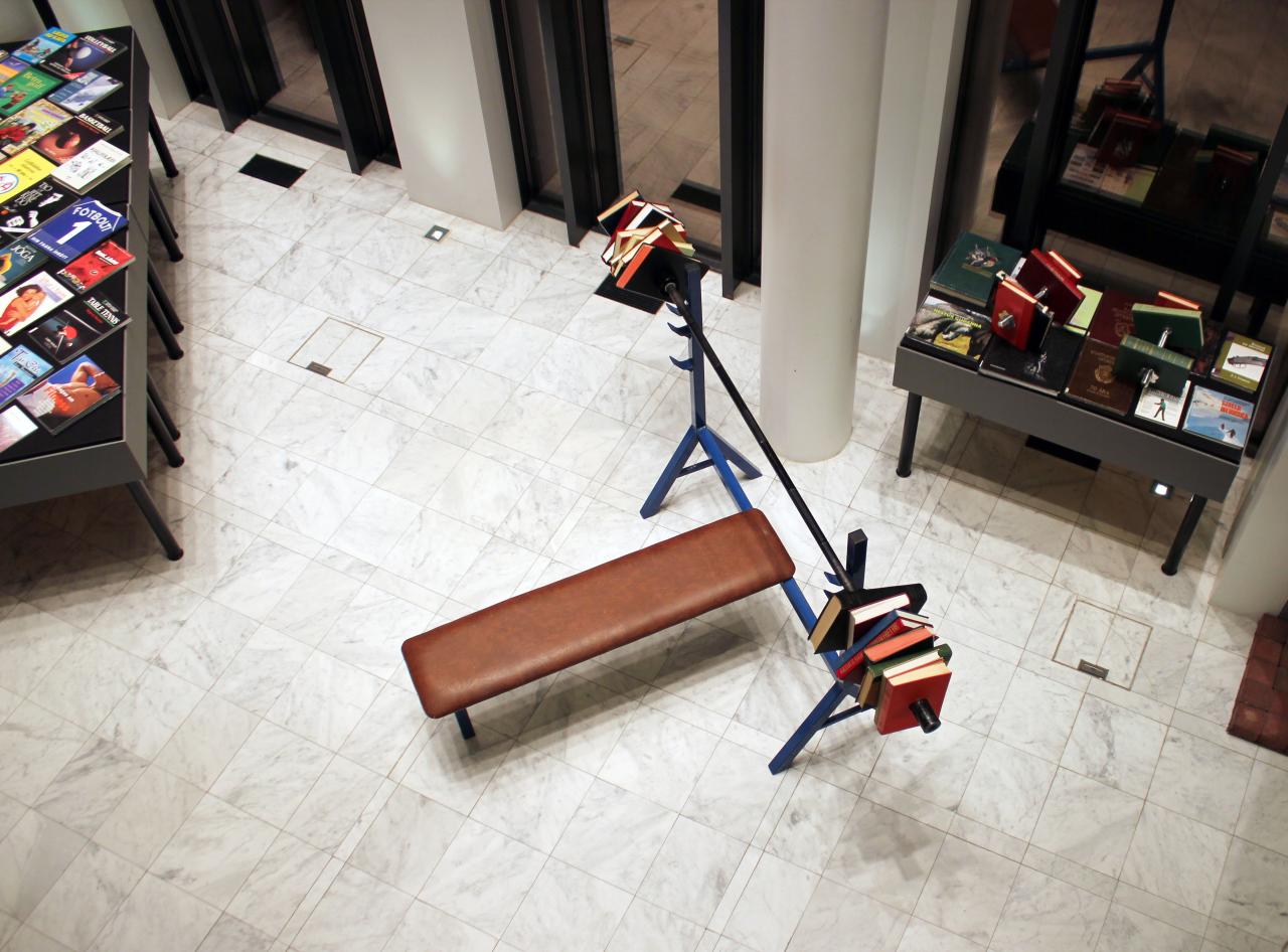 Bench with weights that consist of books!