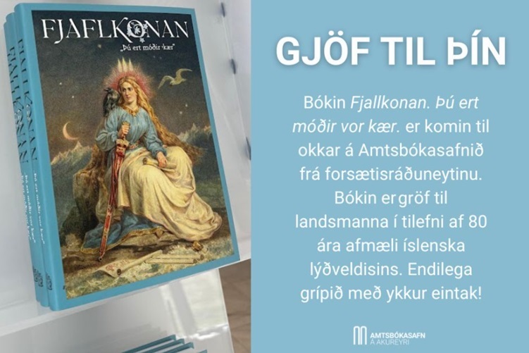 Ad for the book Fjallkonan (eng. The Lady of the Mountains)