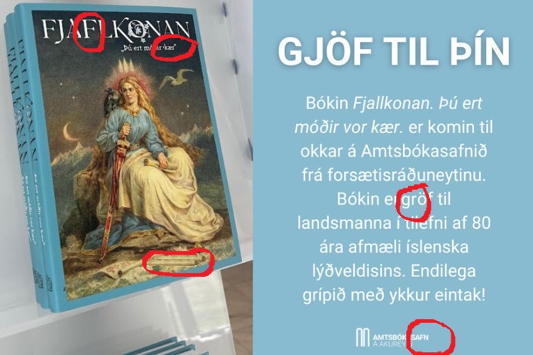 Advertisement for a book called Fjallkonan (e. The Lady of the Mountains)
