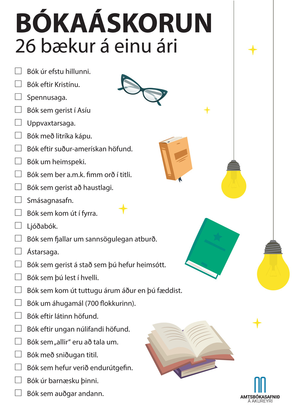 Mynd af bókaáskorun.