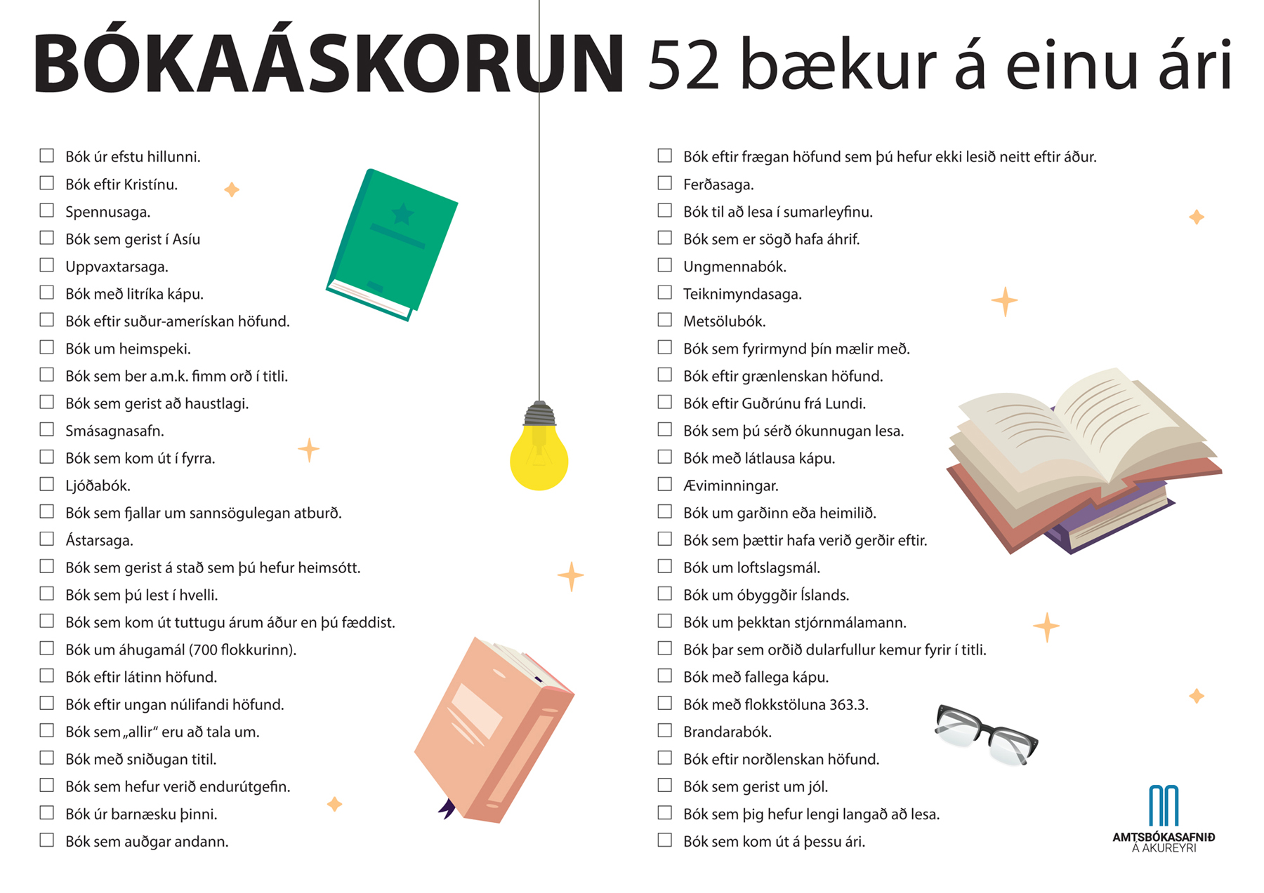 Mynd af bókaáskorun.