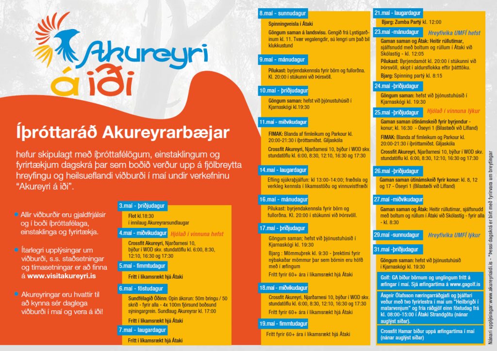 Akureyri á iði 2016 - Mánaðaryfirlit
