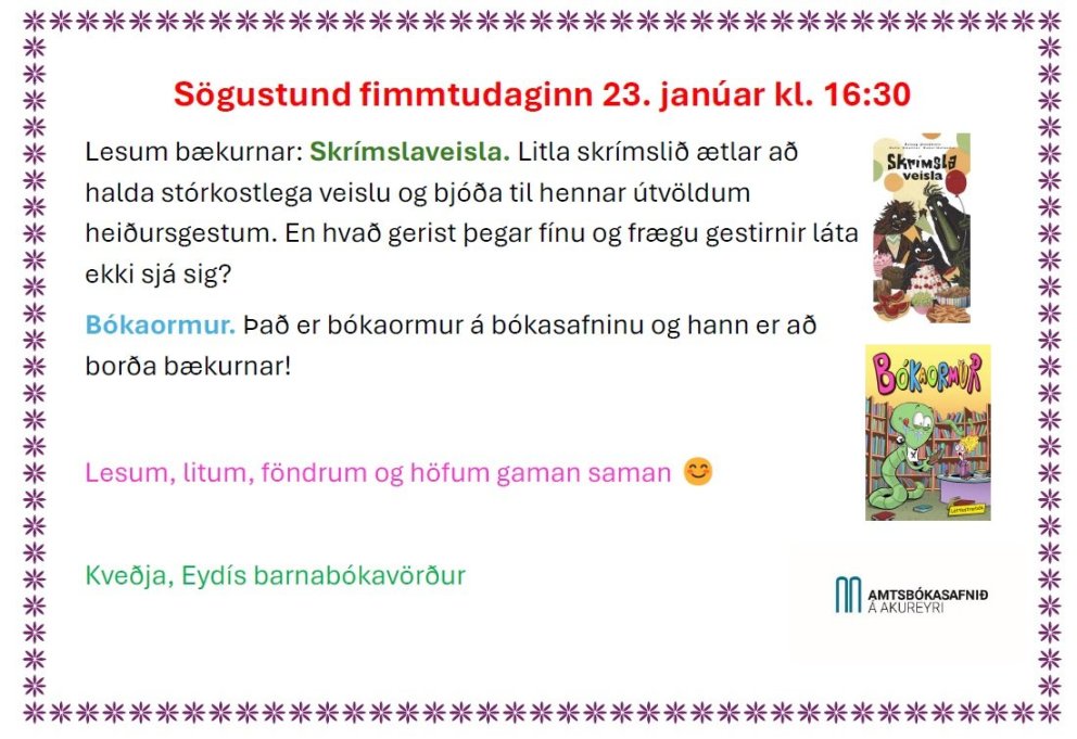 Story time, January 23rd (4.30 pm) - in Icelandic!