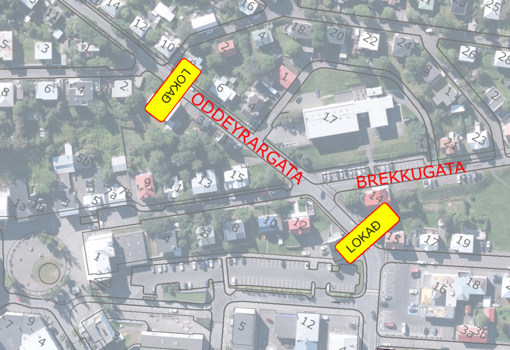 Oddeyrargata lokuð að hluta vegna framkvæmda