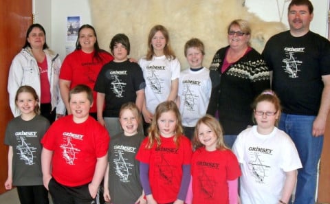 Hópurinn sem lagði af stað frá Grímsey fyrr í dag.