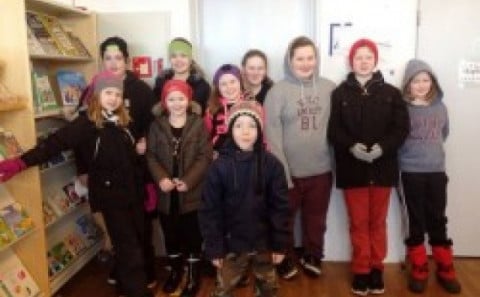 Krakkarnir úr Grímsey á Amtsbókasafninu.