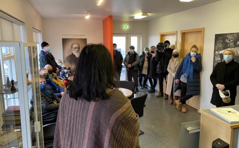 Frá opnun minningarsýningar um Fiske