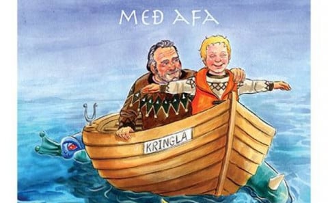 Gummi fer á veiðar með afa