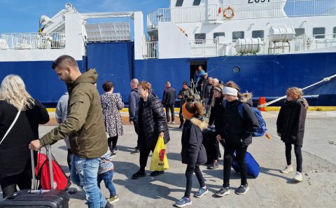 Sæfari við höfn í Grímsey í dag. 
Mynd Halla Ingólfsdóttir